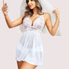 Bridal White Lace &amp; Sheer Babydoll Nightwear - Boldlior