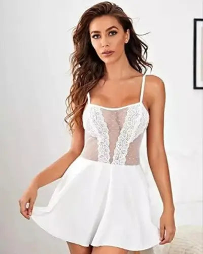 Pure Elegance White Lace Babydoll Nightwear Snazzyway