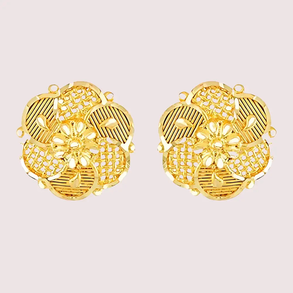 Pack of 2 Gold Finish Traditional Earrings Set for Women - Golden