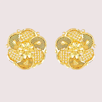 Pack of 2 Gold Finish Traditional Earrings Set for Women - Golden
