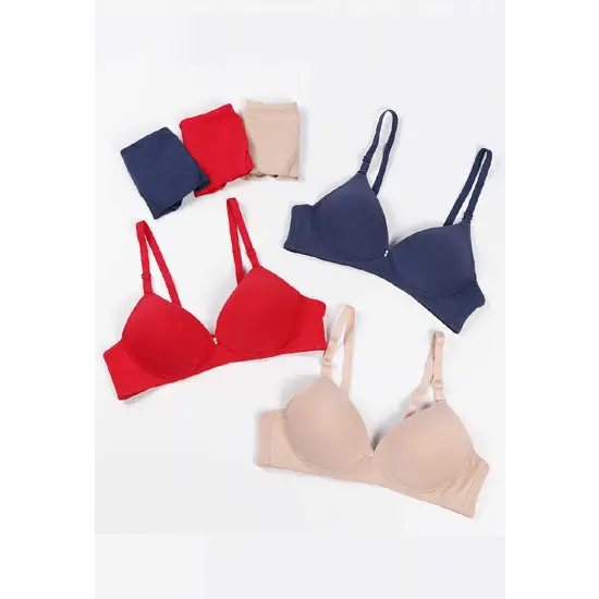 Pack of 3 Female Seamless Padded wire free Bra