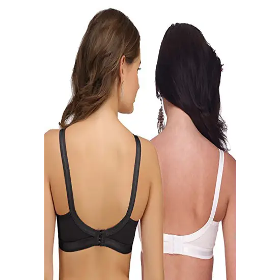 Plus Size- Pack Of 2 Black & White Cotton Front Bras