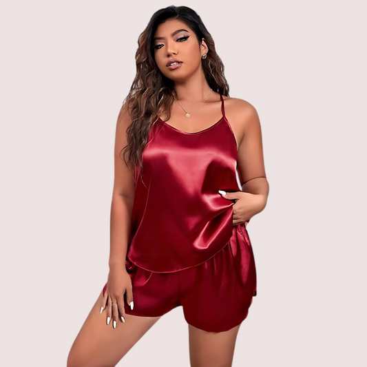 Plus Size Women’s Silk Cami and Shorts Set