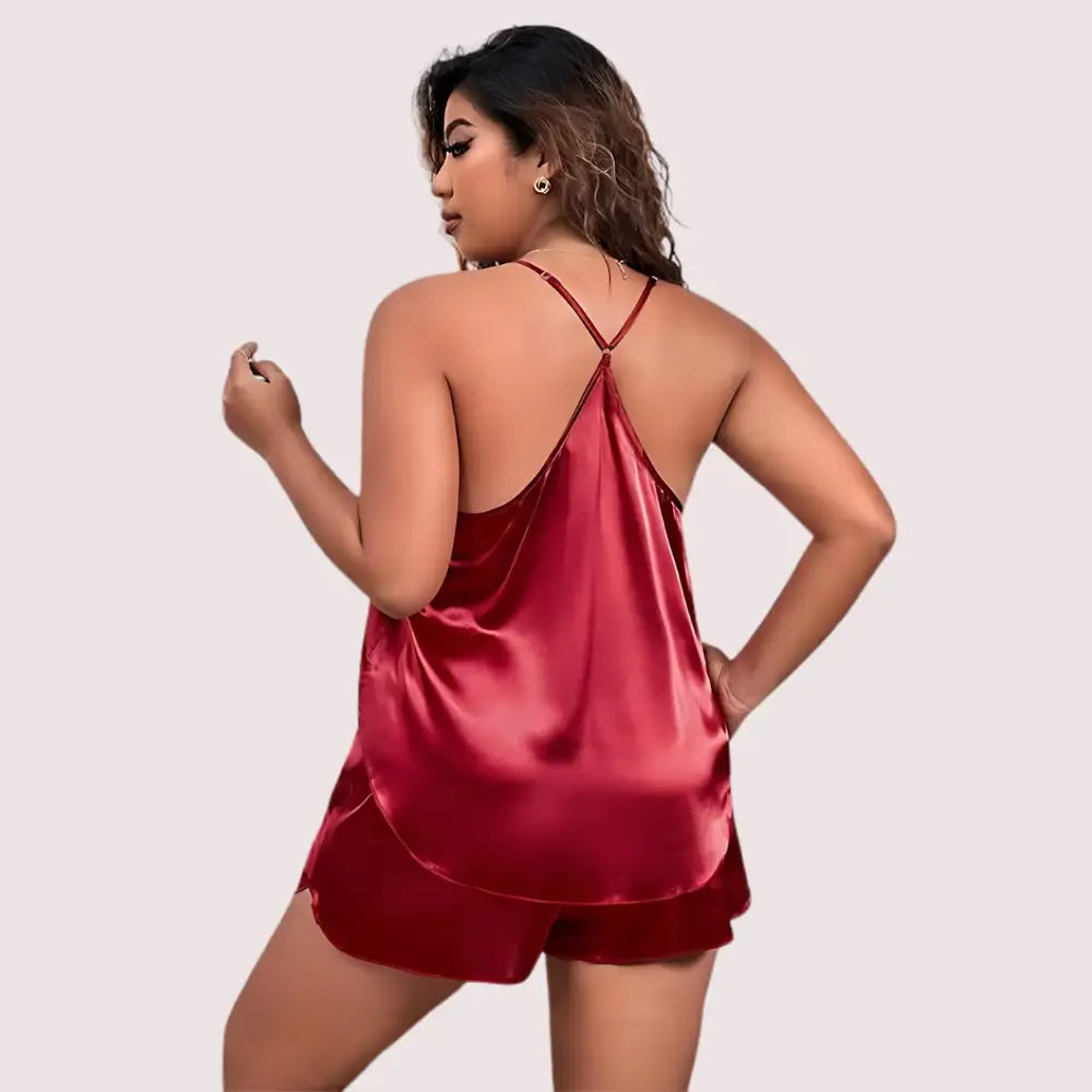 Plus Size Women’s Silk Cami and Shorts Set