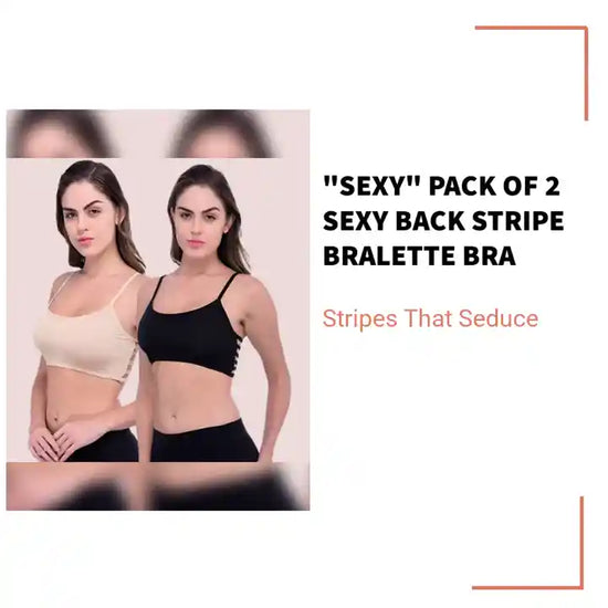 "Sexy" Pack Of 2 Sexy Back Stripe Bralette Bra by@Outfy