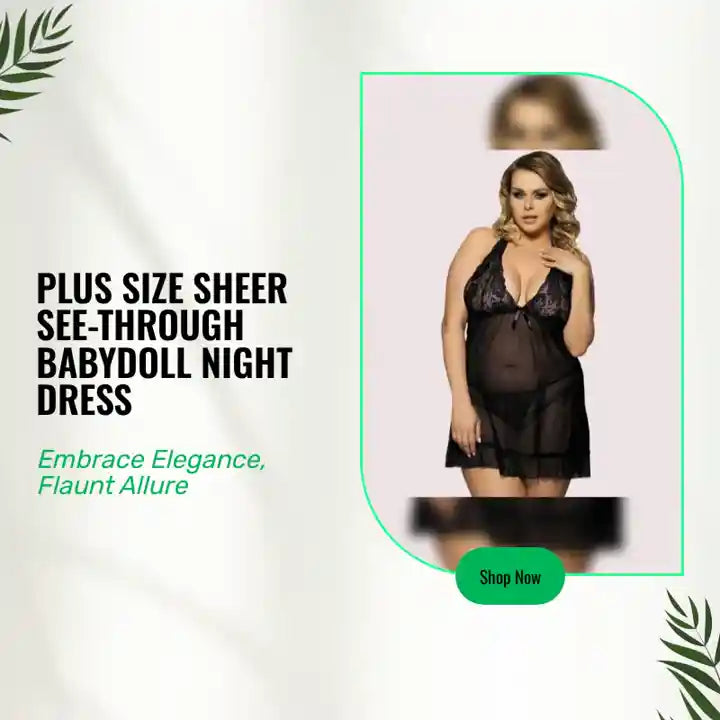 Plus Size Sheer See-Through Babydoll Night Dress by@Outfy