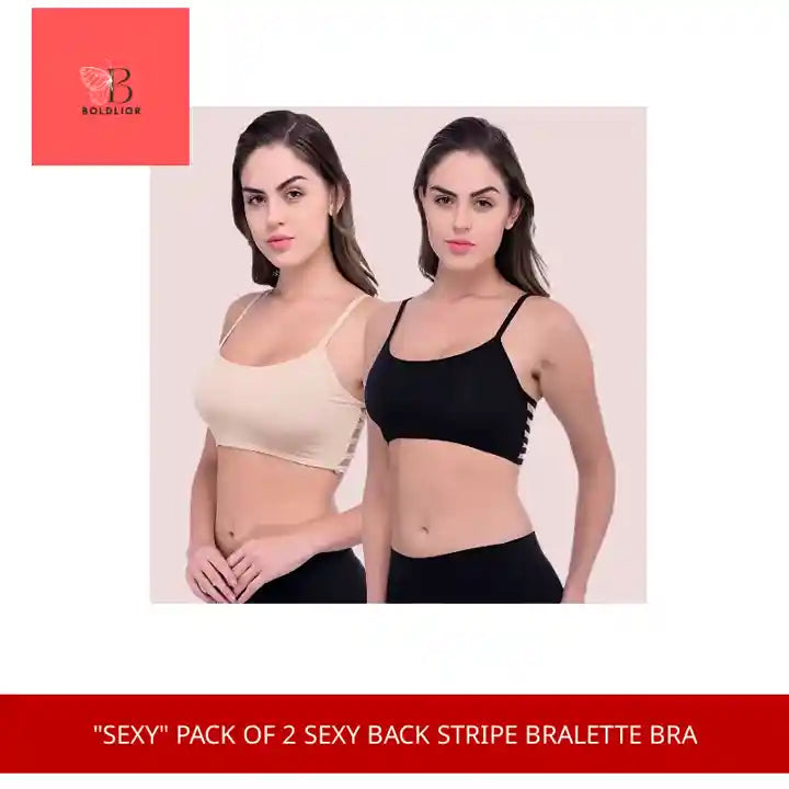 "Sexy" Pack Of 2 Sexy Back Stripe Bralette Bra by@Outfy