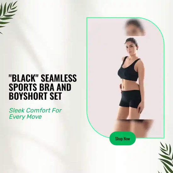 "Black" Seamless Sports Bra And Boyshort Set by@Outfy