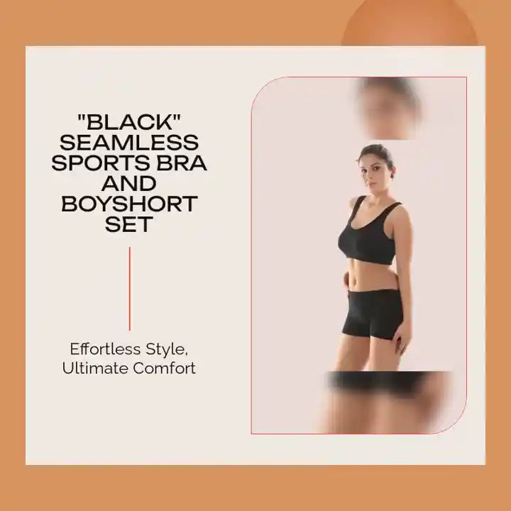 "Black" Seamless Sports Bra And Boyshort Set by@Outfy