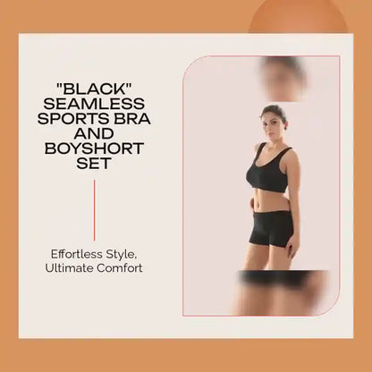 "Black" Seamless Sports Bra And Boyshort Set by@Outfy