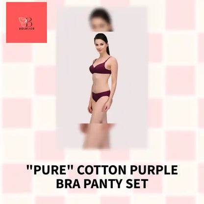 "Pure" Cotton Purple Bra Panty Set by@Outfy