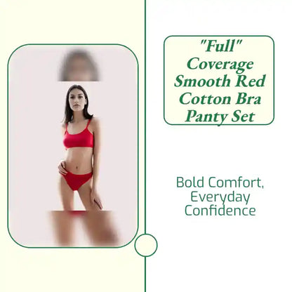 "Full" Coverage Smooth Red Cotton Bra Panty Set by@Outfy