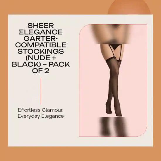 Sheer Elegance Garter-Compatible Stockings (Nude + Black) &ndash; Pack of 2 by@Outfy