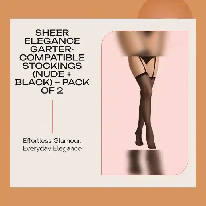 Sheer Elegance Garter-Compatible Stockings (Nude + Black) &ndash; Pack of 2 by@Outfy