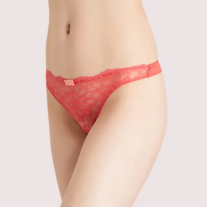 PRINCESSE Dream Spotlight Coral Fishnet Lace Thong - M / Coral