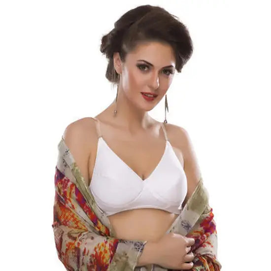 Pure cotton wire free white bra for summers