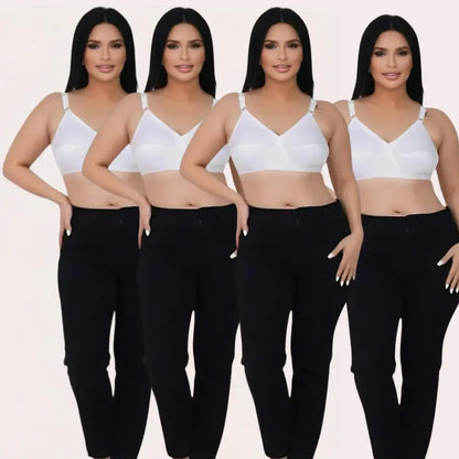 PureBreeze 4-Pack – White Cotton Bras for Summers