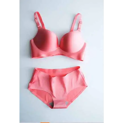 Seductive Pink Seamless Padded Pushup Bra Panty Set