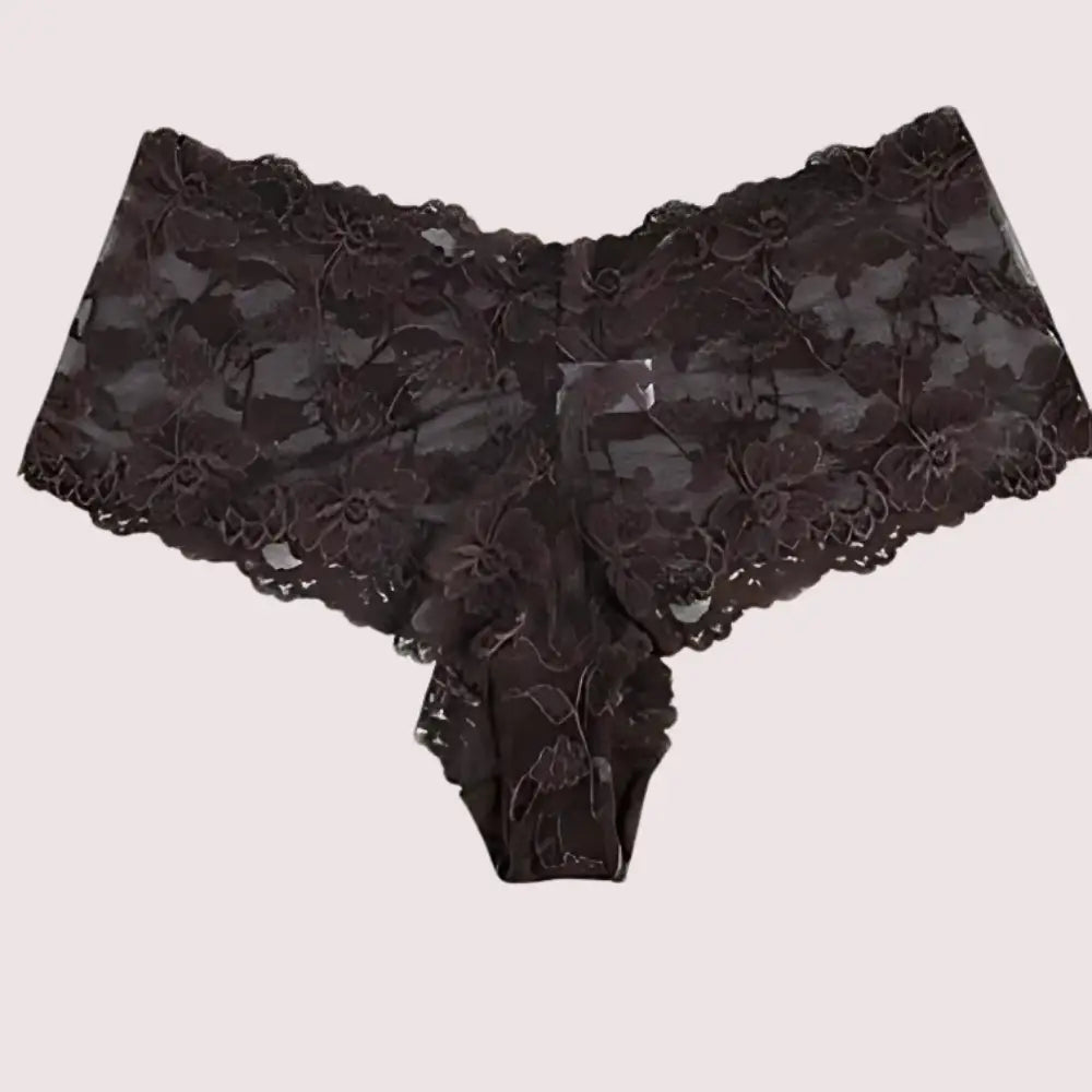 Sensual Brown Lace 2 Piece Panties - M / Brown