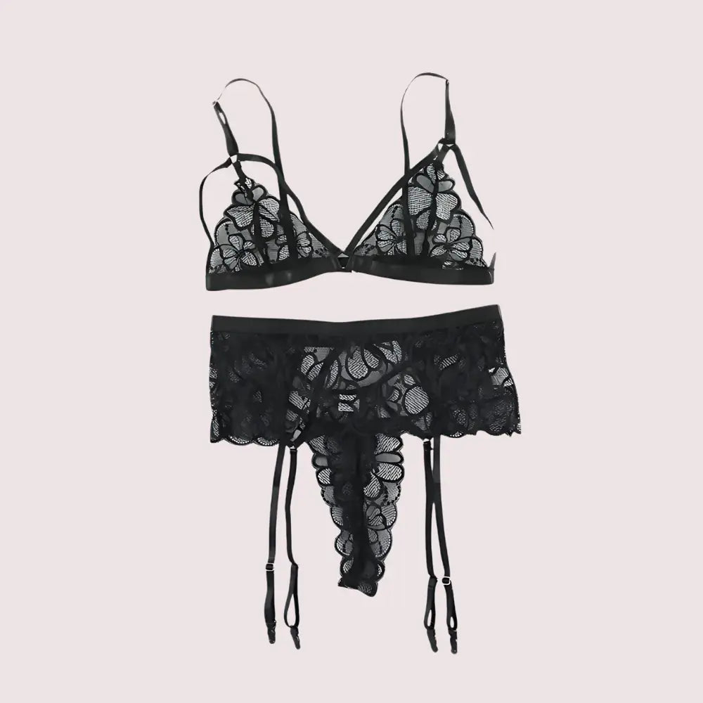Sensual Lace Garter Belt Lingerie Matching Set