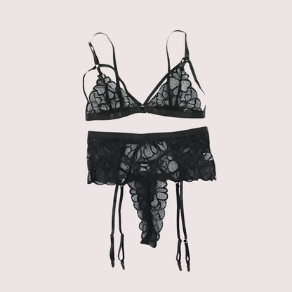 Sensual Lace Garter Belt Lingerie Matching Set