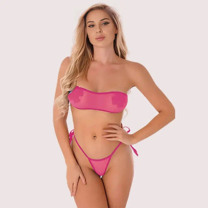 Sexy see through Bandeau lingerie set - Boldlior