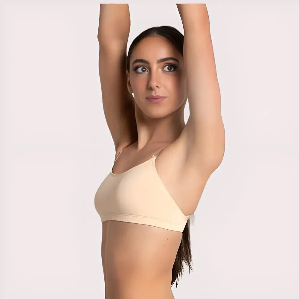 Sexy Tube Bandeau Bra with Transparent Straps in Nude