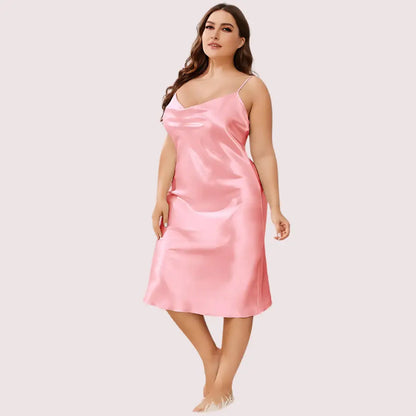 Solid Satin Slip Dress for 4XL 5XL Women