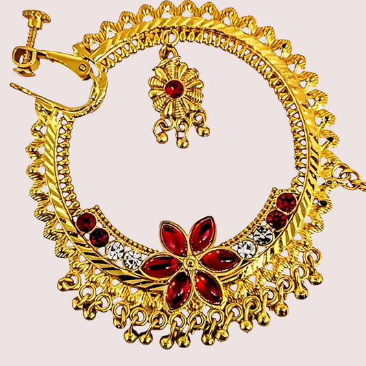 Uttarakhandi Gold Plated Round Nath - Golden