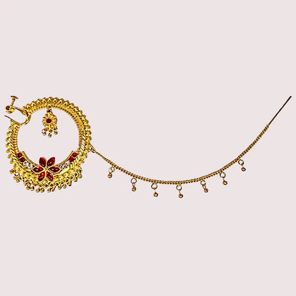 Uttarakhandi Gold Plated Round Nath - Golden