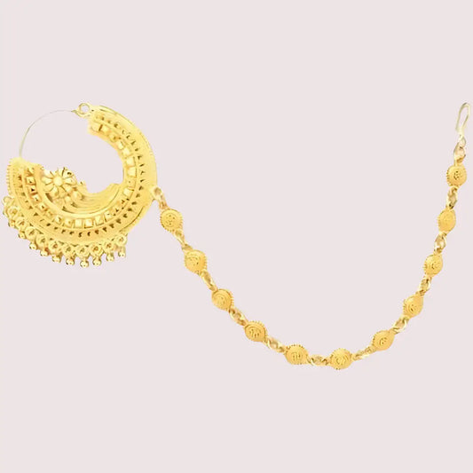 Uttarakhandi Round Nath Gold Plated Accessory - Golden