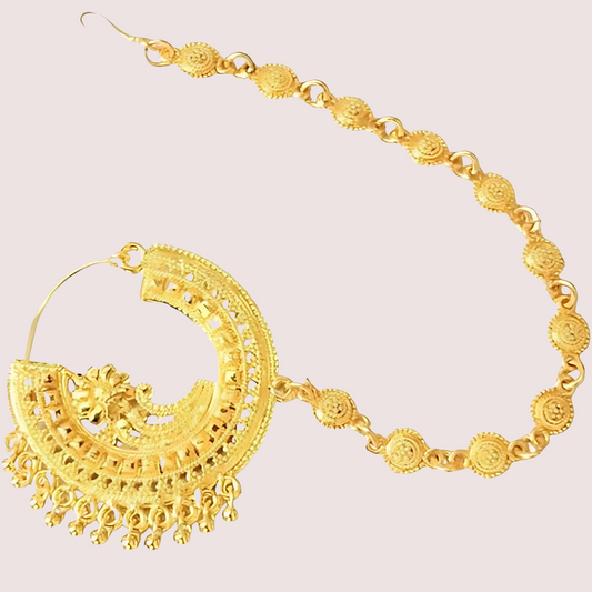 Uttarakhandi Round Nath Gold Plated Accessory - Golden