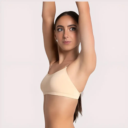 Sexy Tube Bandeau Bra with Transparent Straps in Nude Snazzyway