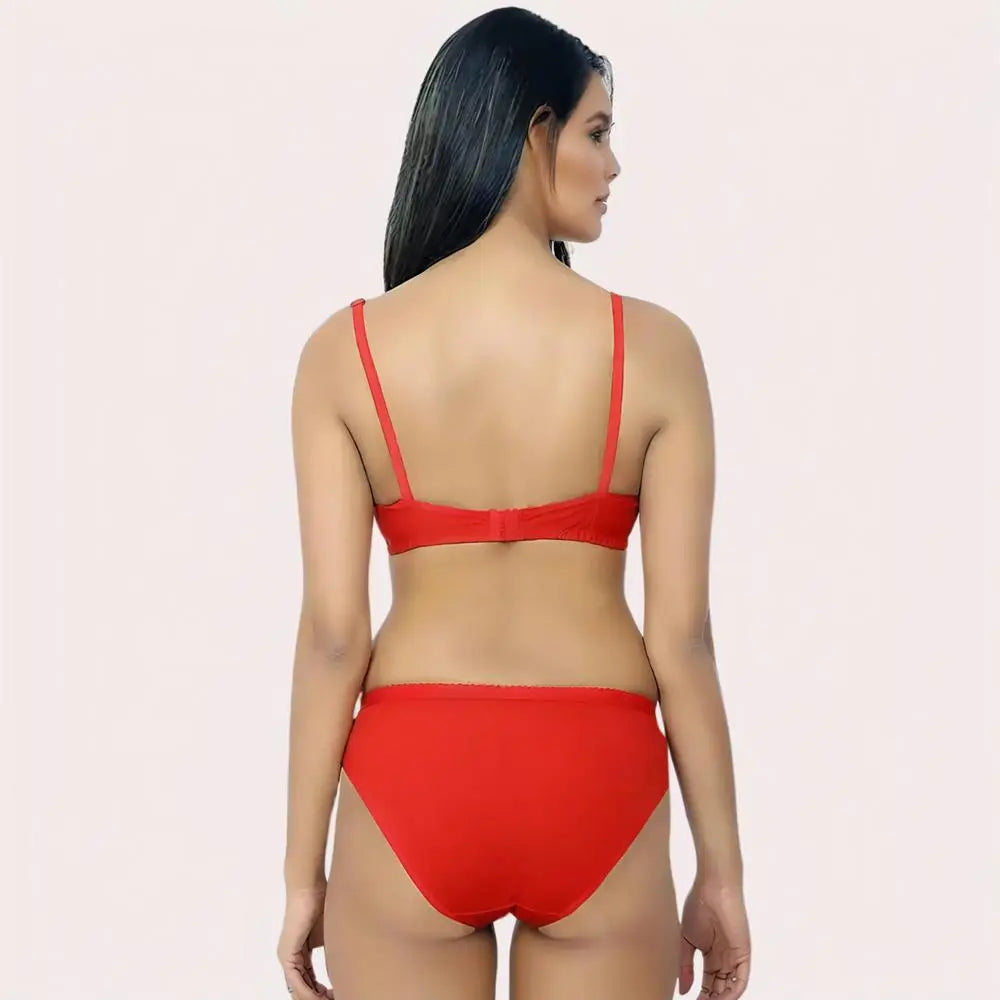 FD Organic Cotton Bra Set – Red | Soft, Skin-Friendly & All-Day Comfort Snazzyway