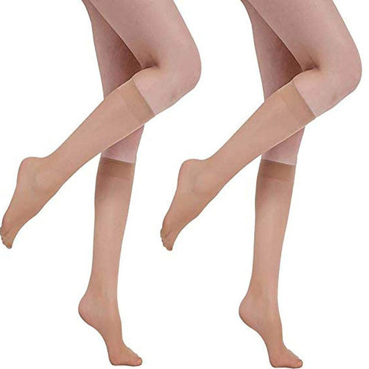 Voilai knee high sheer nude color stocking - Nude Skin / One Size