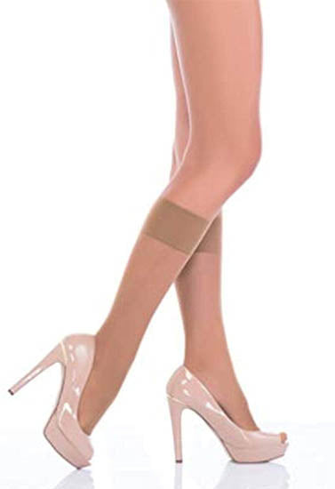 Voilai knee high sheer nude color stocking - Nude Skin / One Size