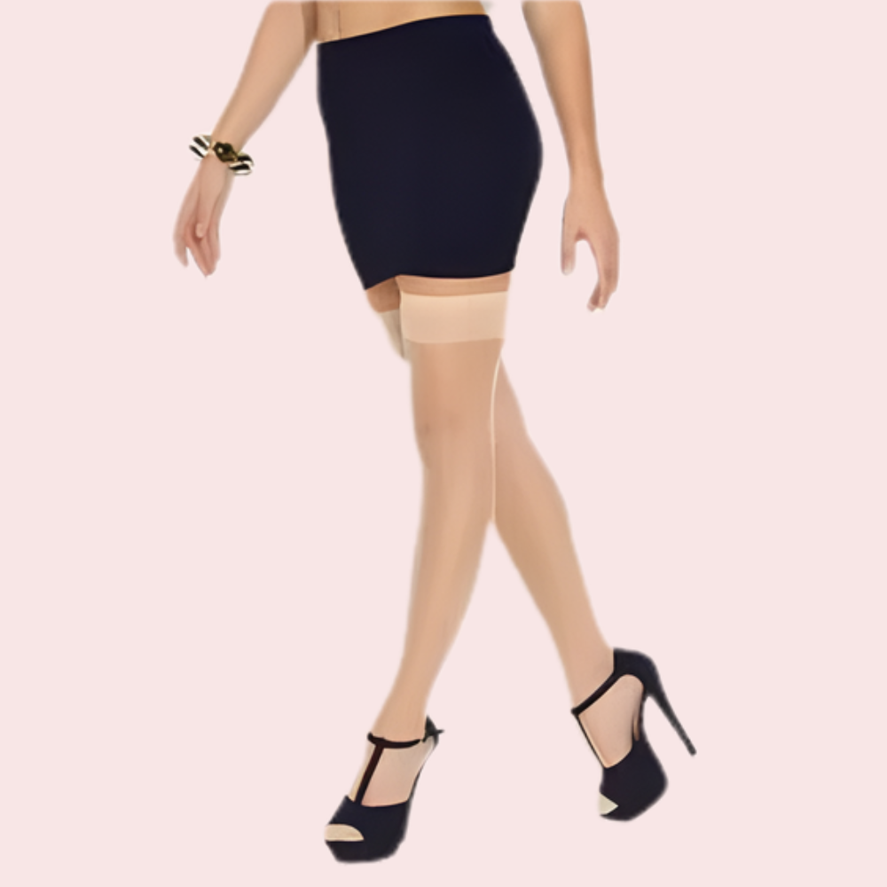 Elegant Sheer Thigh-High Stockings – Pack of 2 (Black & Nude Combo)