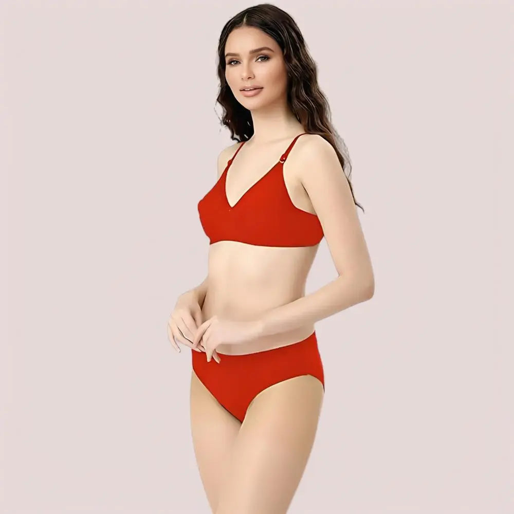 Cherry Hug – Red Cotton Bra & Panty Set Snazzyway