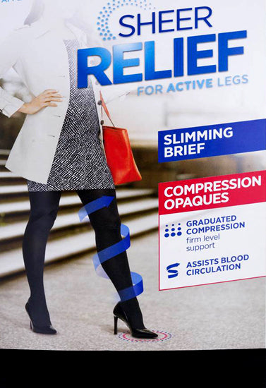 Warner’s Sheer Relief For Active Legs Travel Support Pantyhose - One Size / Assorted