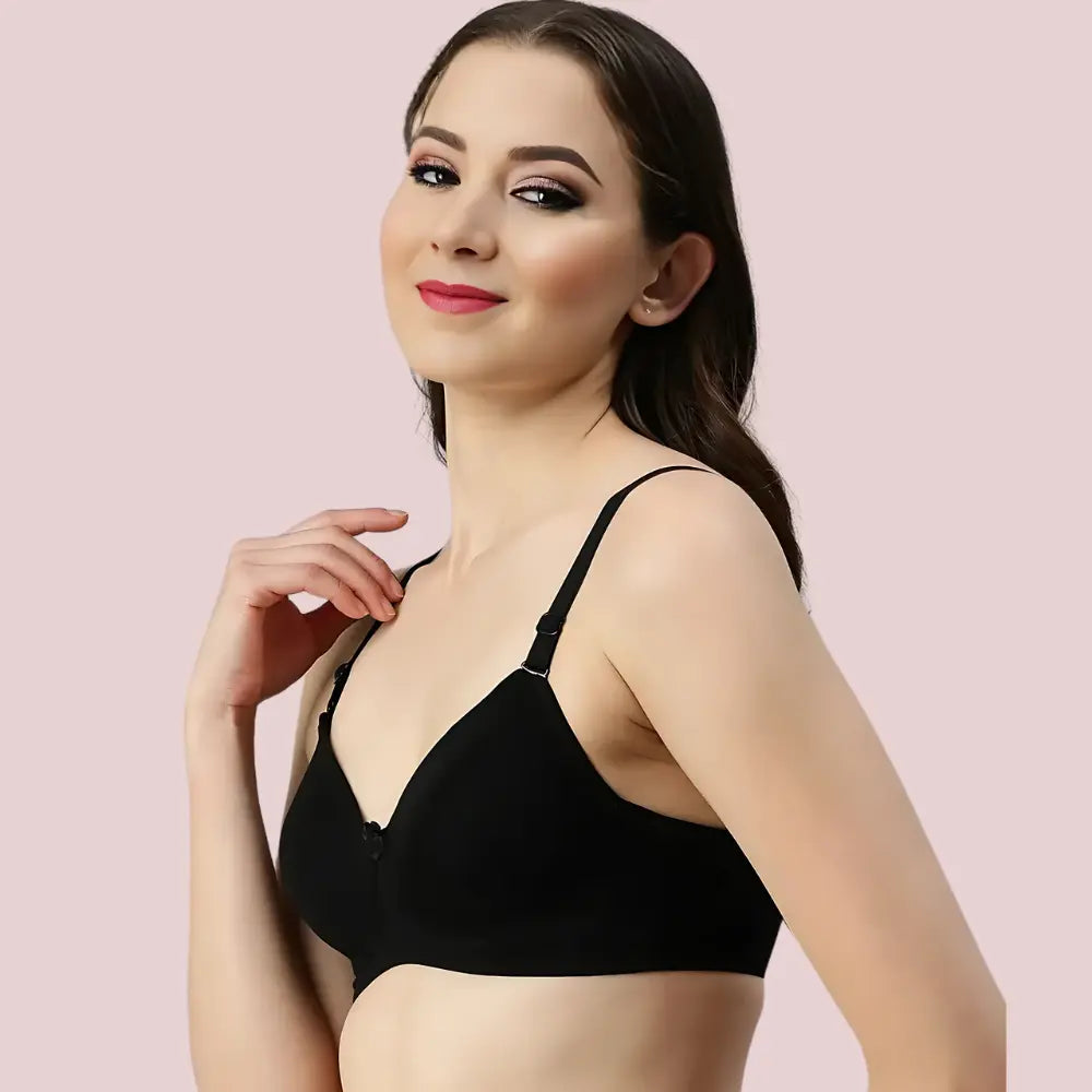 Passion Plunge – Black Seamless Padded Bra Snazzyway
