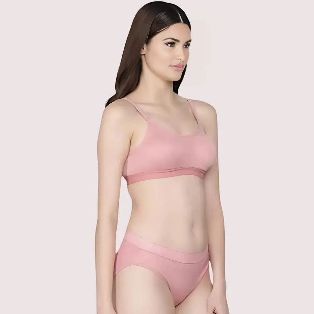 Wire-Free Women’s Cotton Sports Bra Panty Set (2 pack)