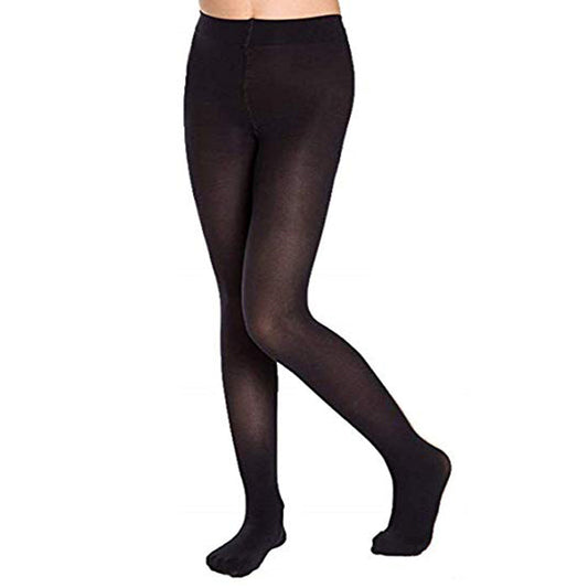 Women black semi pantyhose tights - Black / One Size