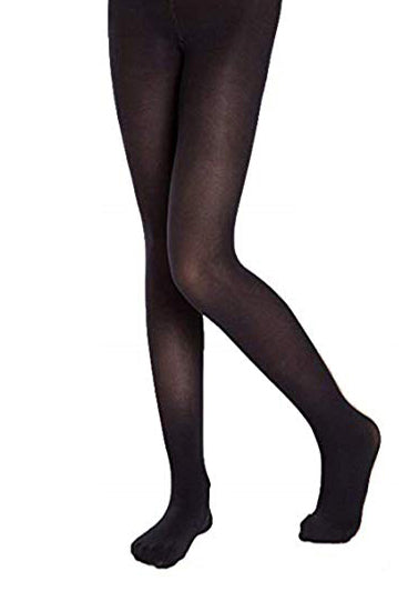Women black semi pantyhose tights - Black / One Size