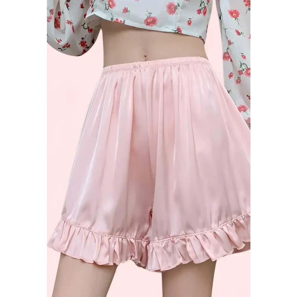 Women Ruffles Satin Faux Silk French Underwear