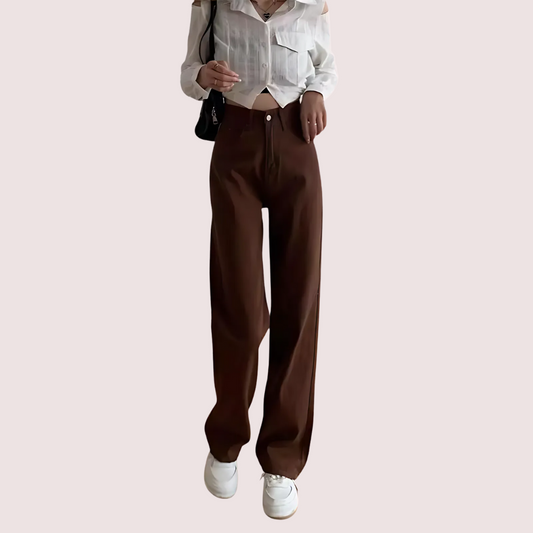 Women’s Brown High Rise Wide Leg Loose Denim Jeans