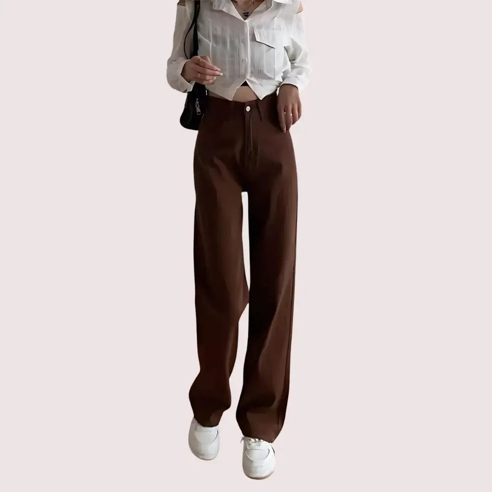 Women’s Brown High Rise Wide Leg Loose Denim Jeans