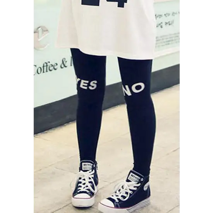 Womens celebrity yes or no printed legging - Black / One Size