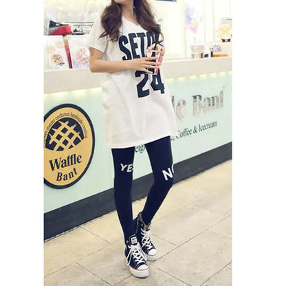 Womens celebrity yes or no printed legging - Black / One Size