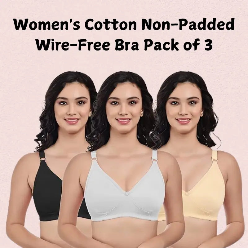 Women’s Cotton Non-Padded Wire-Free Bra Pack of 3