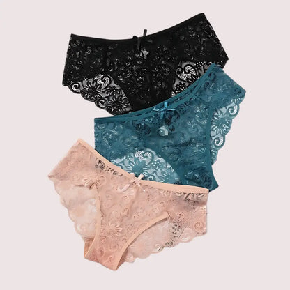 Women’s Floral Bow Lace Panties Pack (Of 3)